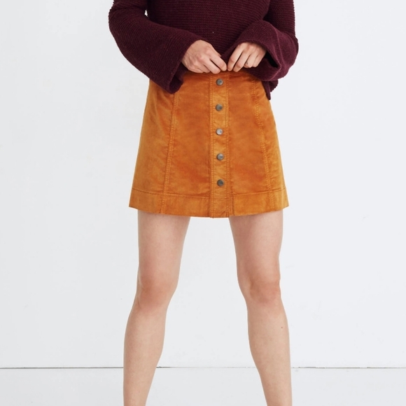 Madewell Velveteen A-Line Mini Skirt: Button-Front Edition Size 0 - Picture 8 of 8